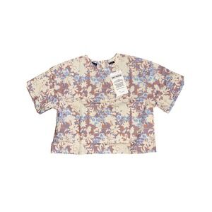 WILDFANG  Essential Boxy Top Woodblock Floral Print 100% Cotton Size Small NWT
